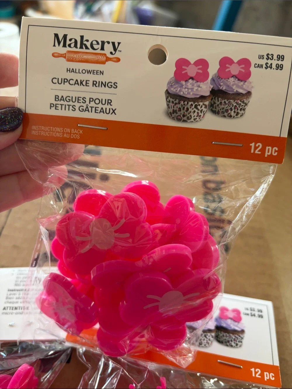 Bright Pink Flower Cupcake Rings – Pack of 12
